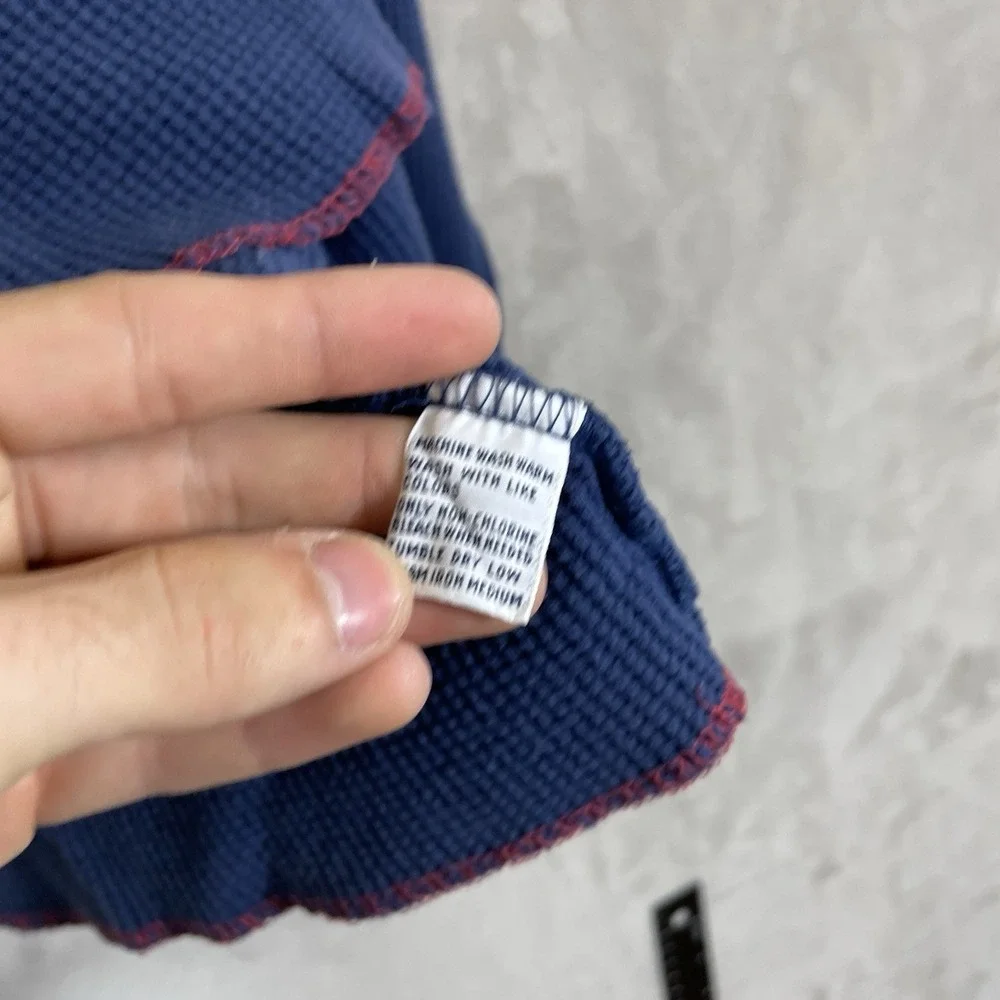 Vintage Polo Ralph Lauren Thermal Waffle Knit Shirt Mens Large Blue Red Cotton